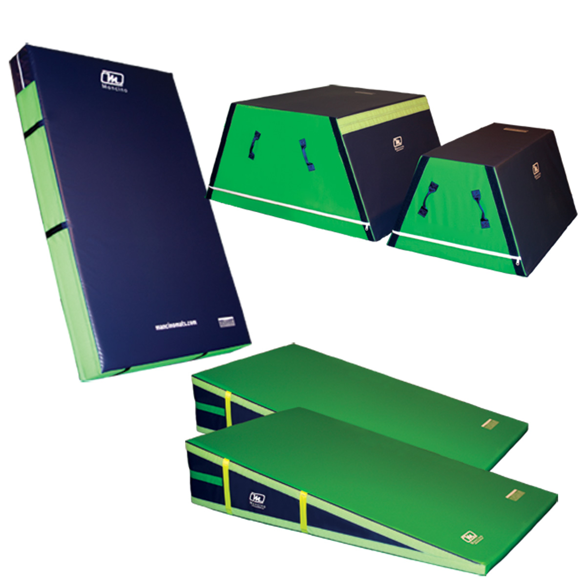 Mancino Big Hill Detail of all 5 pieces trapezoids, inclines and an 8" skill cushion