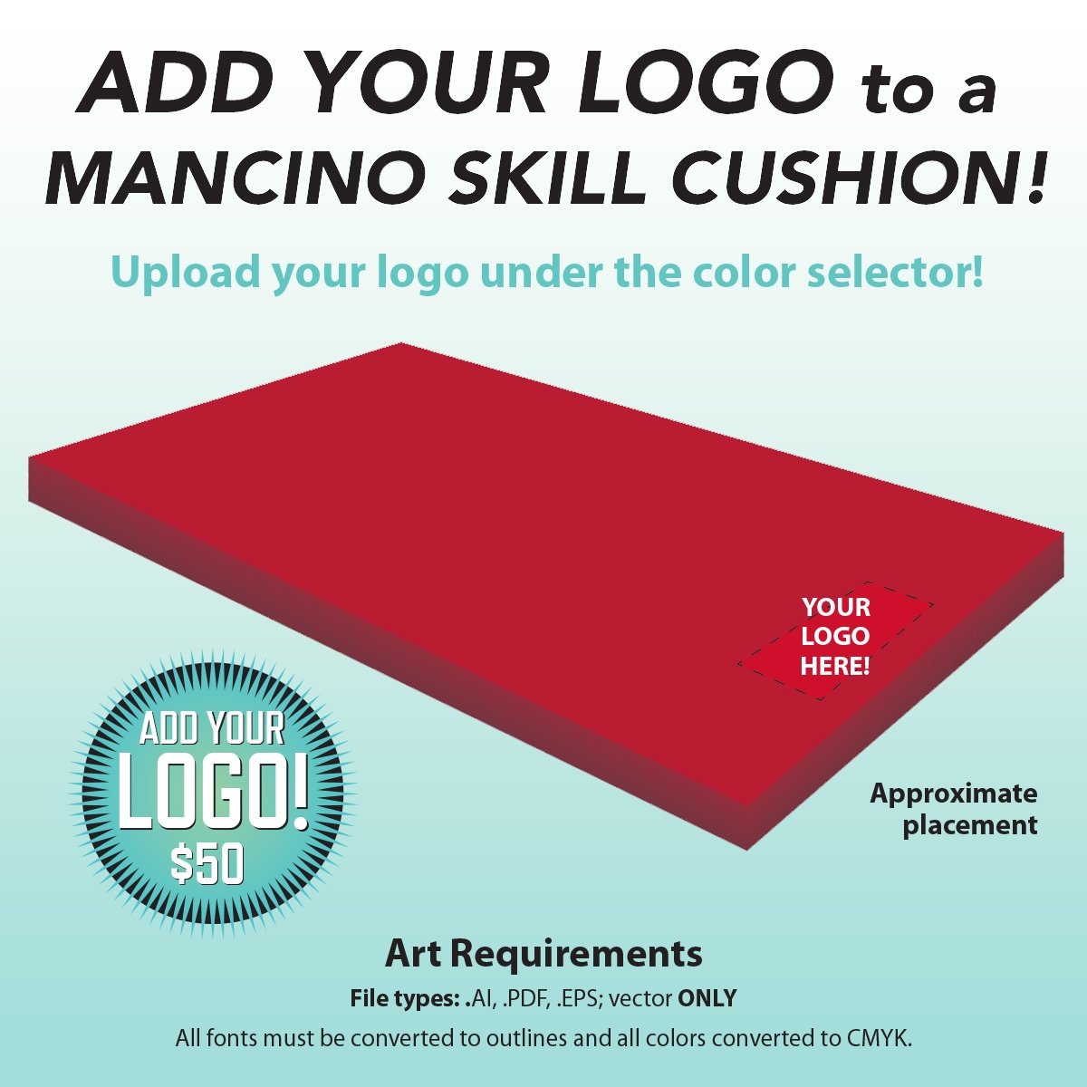add your logo to a mancino skill cushion