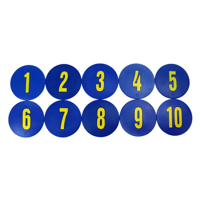 SS-Poly Enterprises Numbered 1 to 10 Spots, 9 Inches, Poly Molded Vinyl, Blue, Set of 10