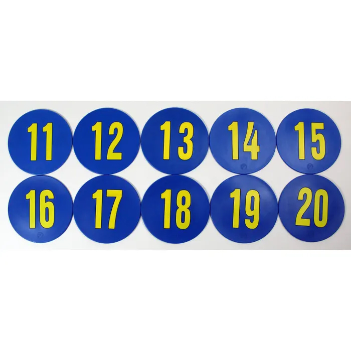 SS-Poly Enterprises Numbered 11 to 20 Spots, 9 Inches, Poly Molded Vinyl, Blue, Set of 10
