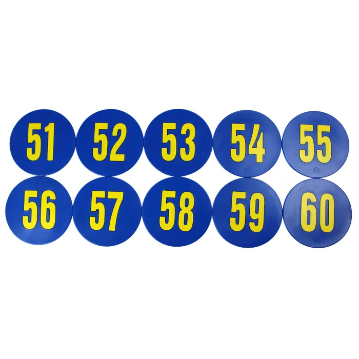 SS-Poly Enterprises Numbered 51 to 60 Spots, 9 Inches, Poly Molded Vinyl, Blue, Set of 10