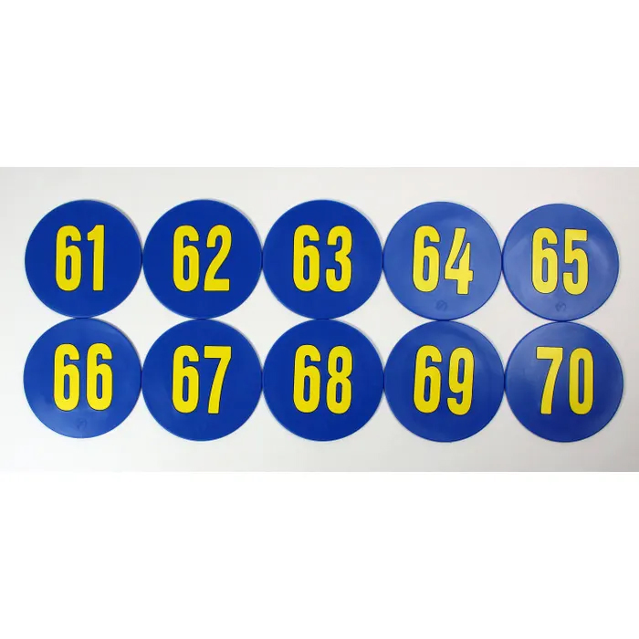 SS-Poly Enterprises Numbered 61 to 70 Spots, 9 Inches, Poly Molded Vinyl, Blue, Set of 10
