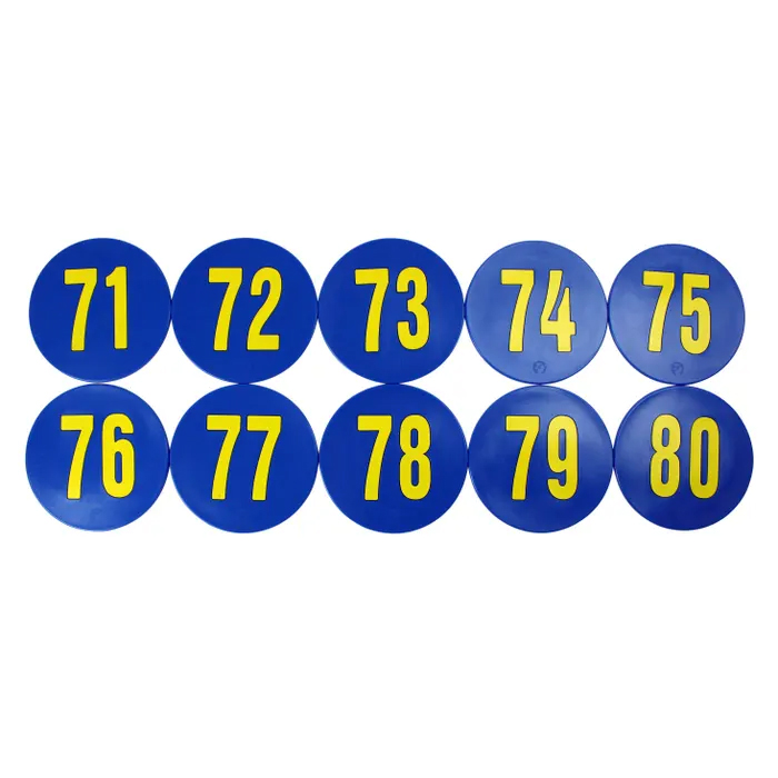 SS-Poly Enterprises Numbered 71 to 80 Spots, 9 Inches, Poly Molded Vinyl, Blue, Set of 10